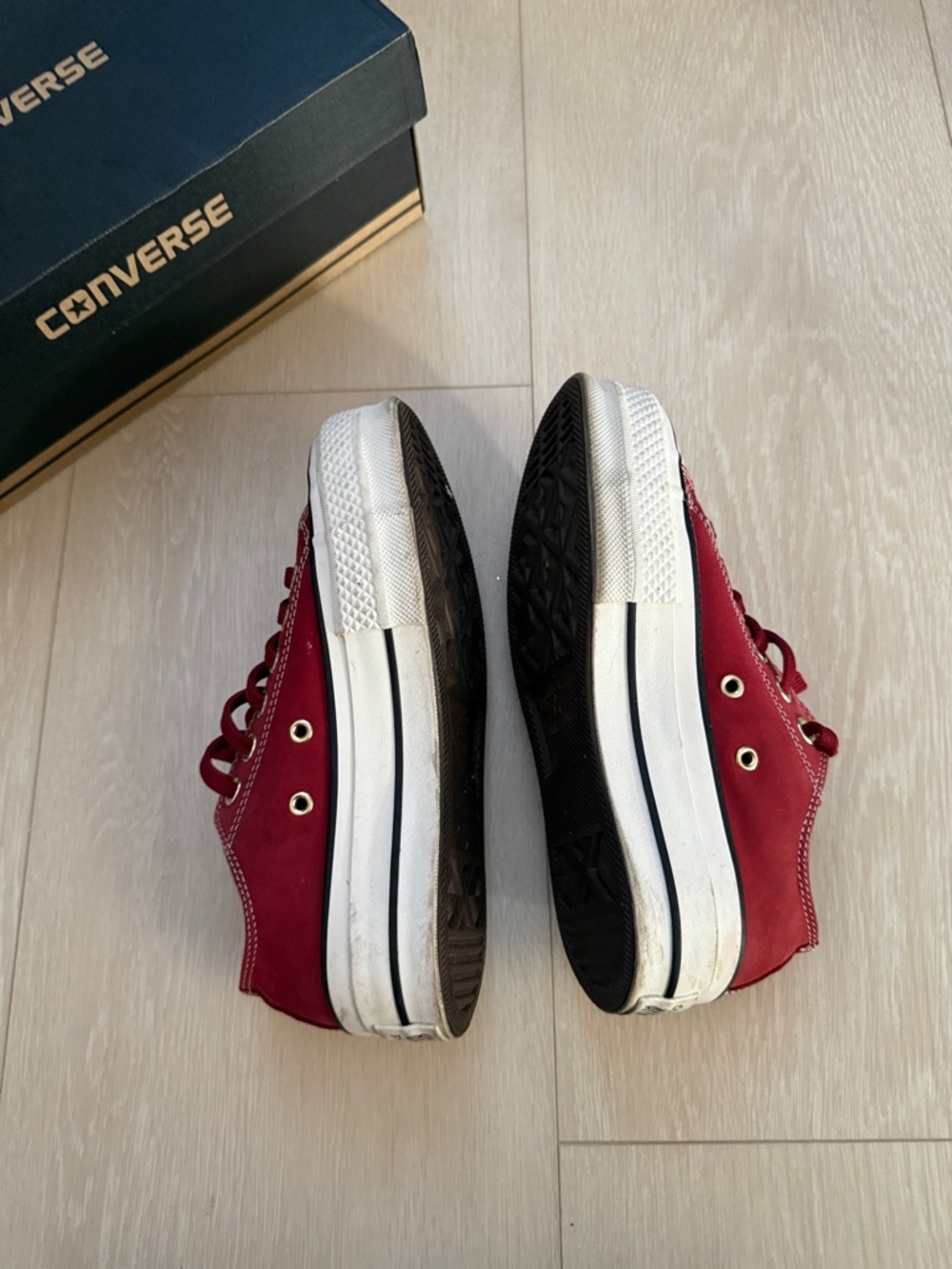 Converse Maroon Low-Top Platformed Canvas Sneakers - Picture 7 of 12